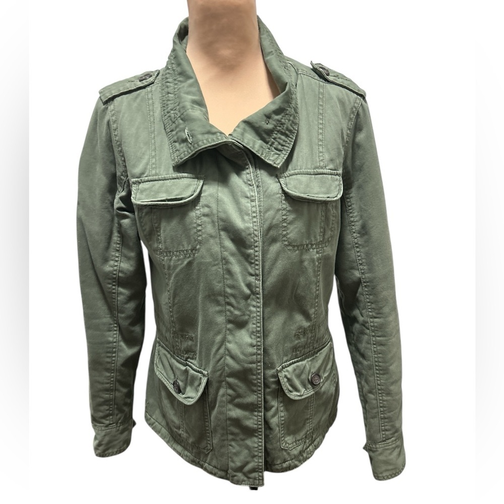 Kirra Field Jacket Womens Med Army Green Sherpa Fleece Lined Canvas Utility Moto